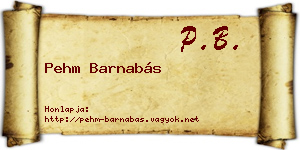 Pehm Barnabás névjegykártya