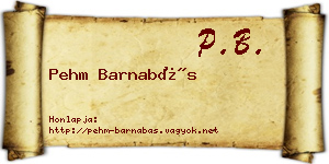 Pehm Barnabás névjegykártya